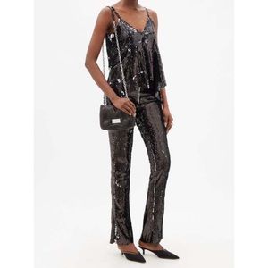 MARQUES ALMEIDA upcycled two way sequin tulle flared trousers PANTS